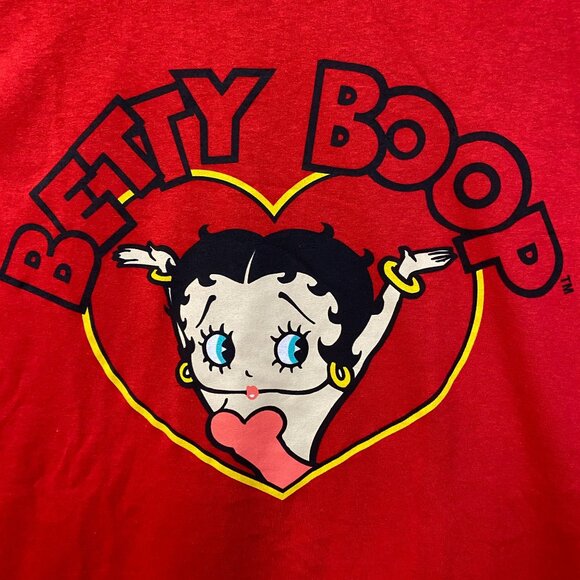 Betty Boop Red Heart Graphic Design T-Shirt XL - Picture 2 of 4